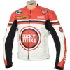 Lucky Strike Red & White Biker Two Piece Leather Motorcycle Suit